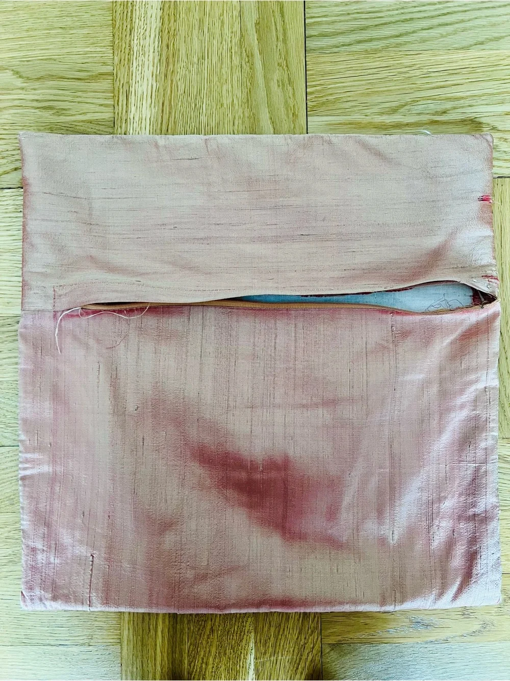 Embroidered Metallic Peach Throw Pillow - MISSING ZIPPER (see photos)